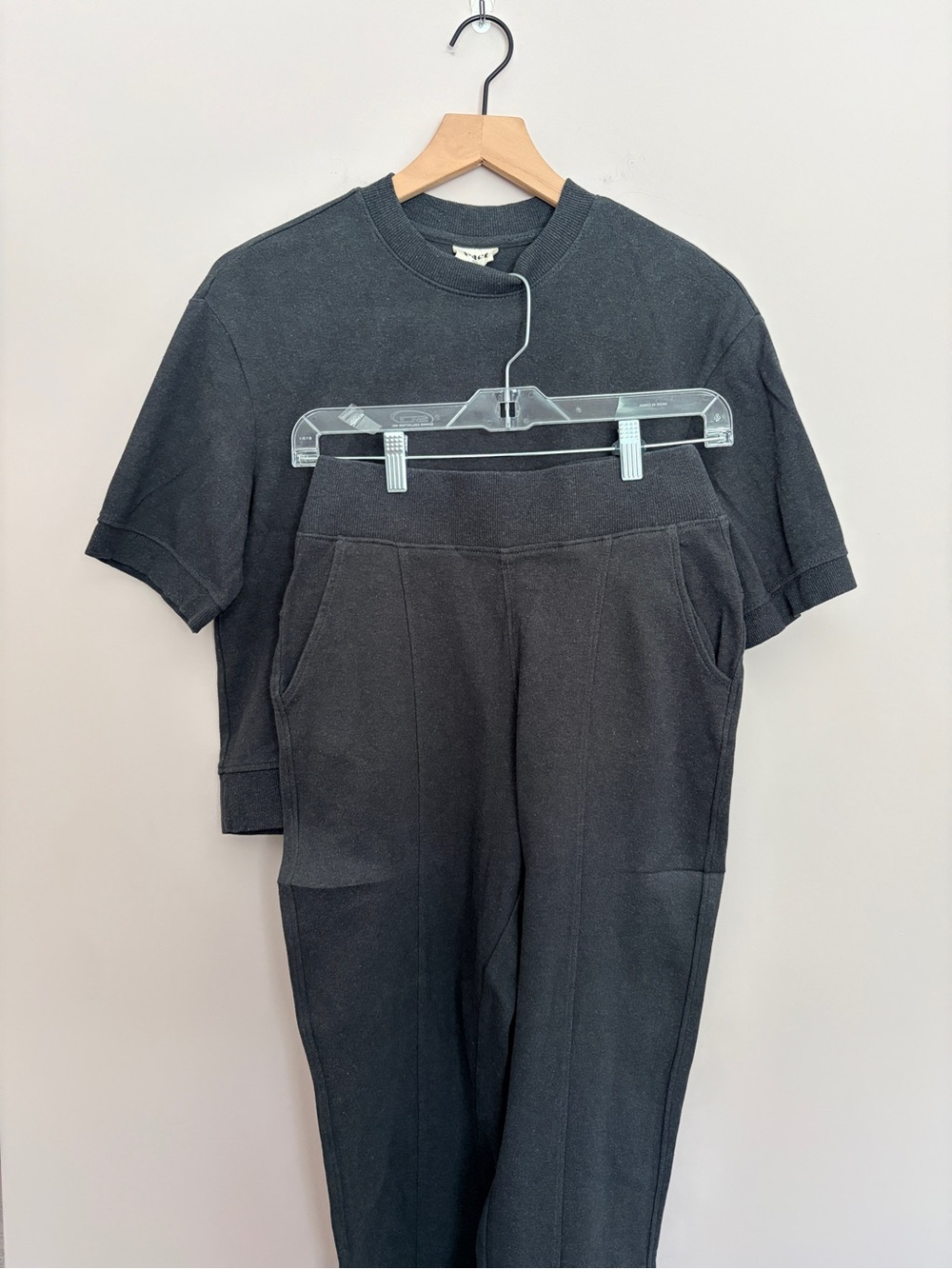 Pact Sweatshirt Tee + Airplane Tapered Leg Pants Set Charcoal Heather XS